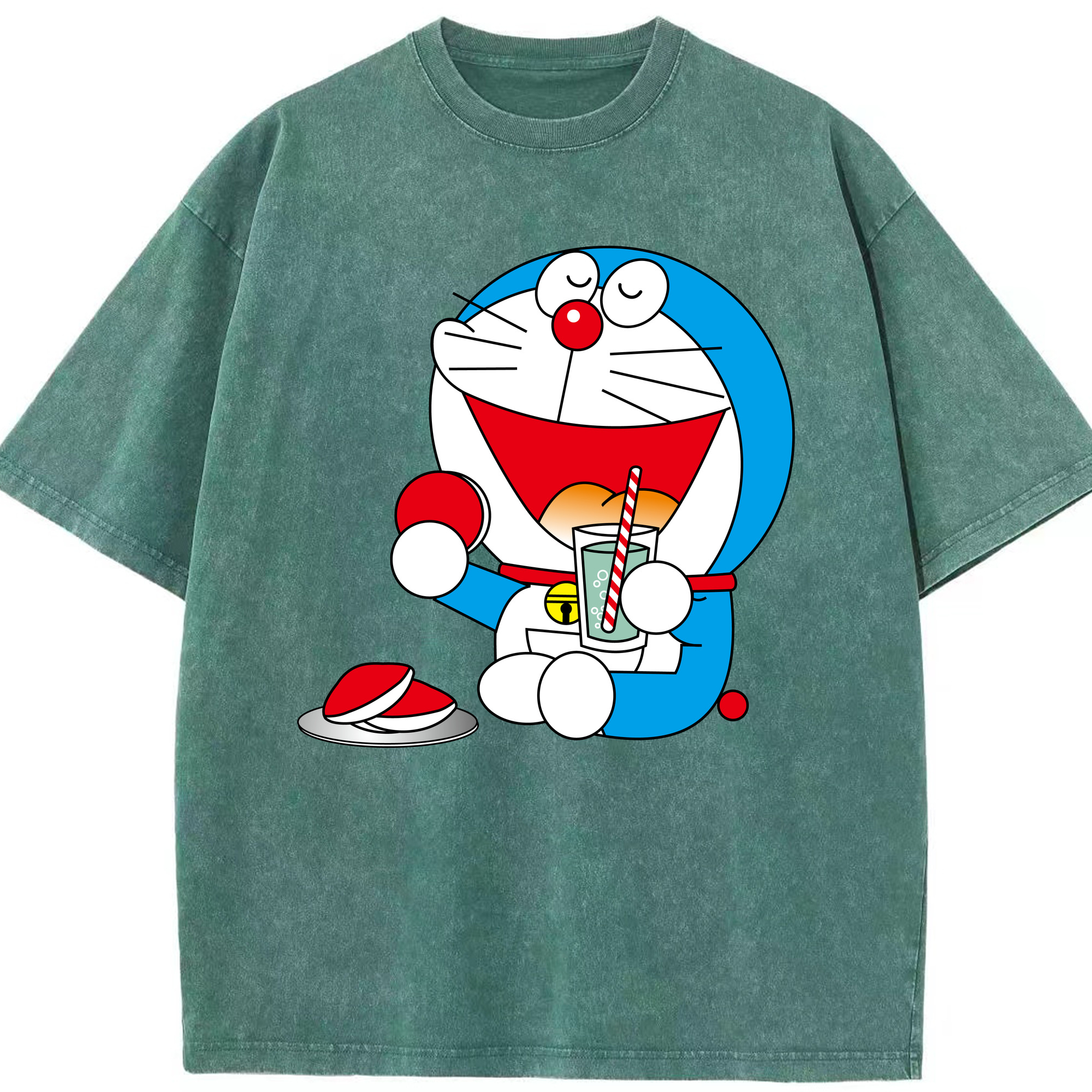 （画像用） ドラえもん Doraemon 綿100% ヴィンテージ風 半袖Tシャツ（フロントプリント）